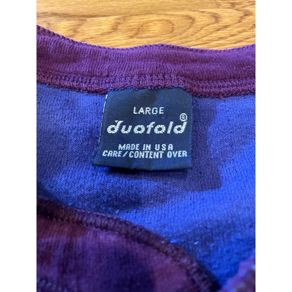 Vintage Duofold Men's Henley Shirt Large Purple Long Sleeve Dual Layer Thermals - Picture 3 of 7